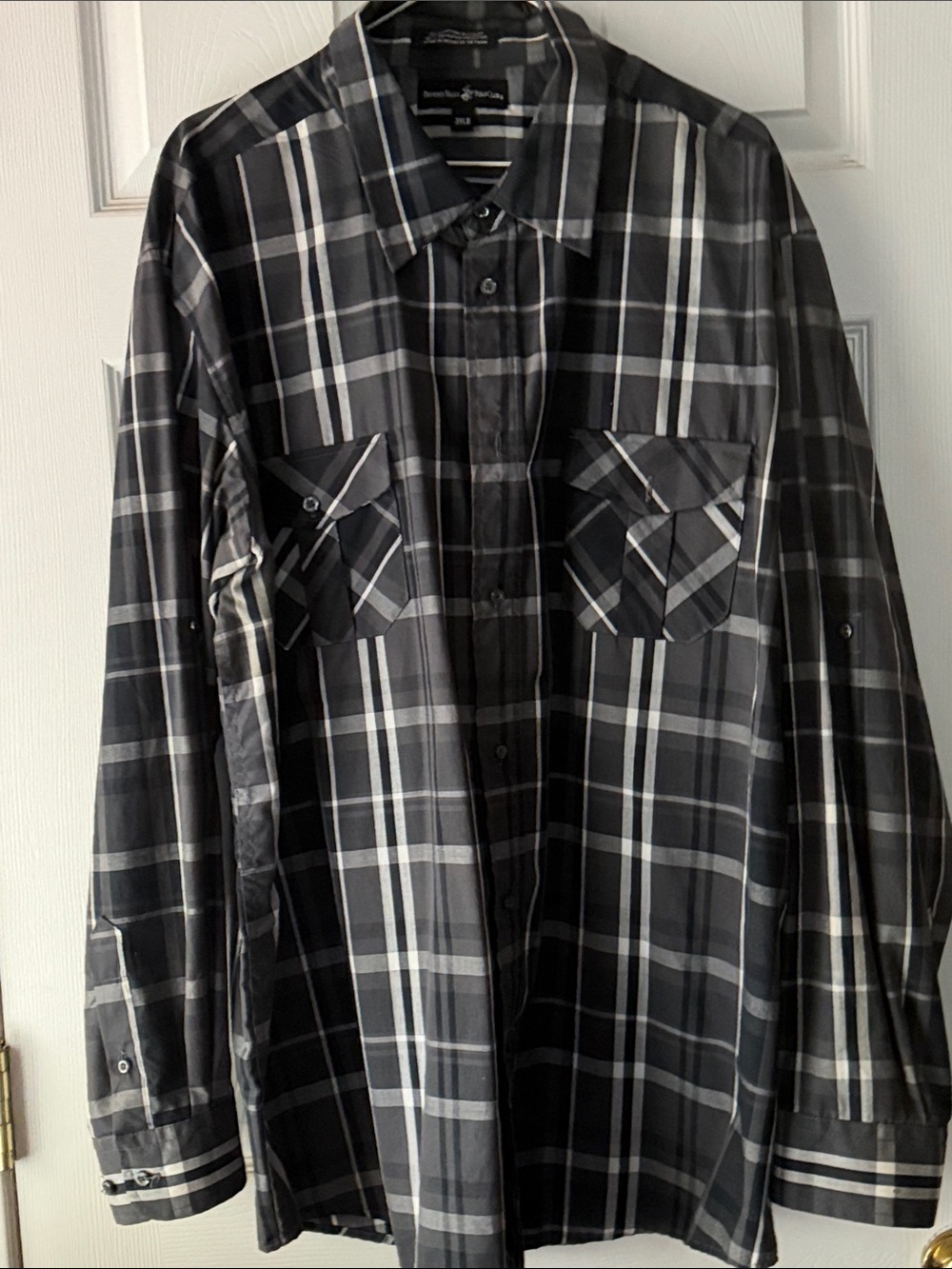 Beverly Hills Polo Club Black & Gray Plaid Button-Down Shirt